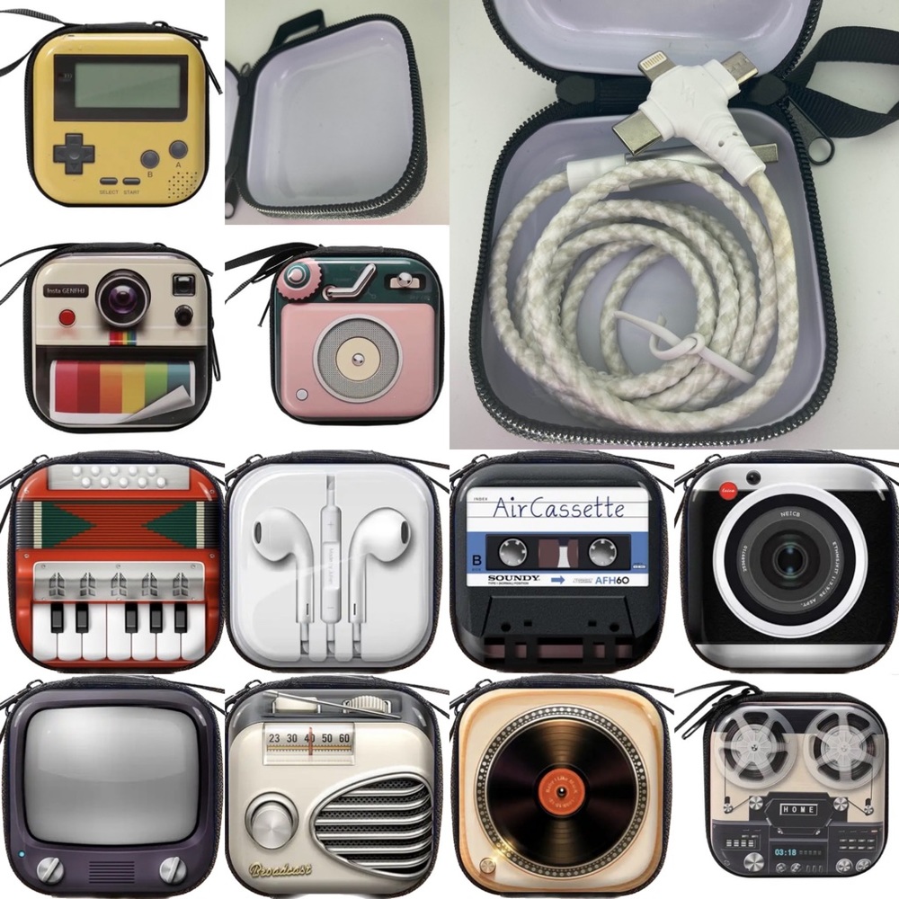 Retro Metal Tin Coin Purse/Earphone Case with 3 Ft 3-in-1 Charging Cable